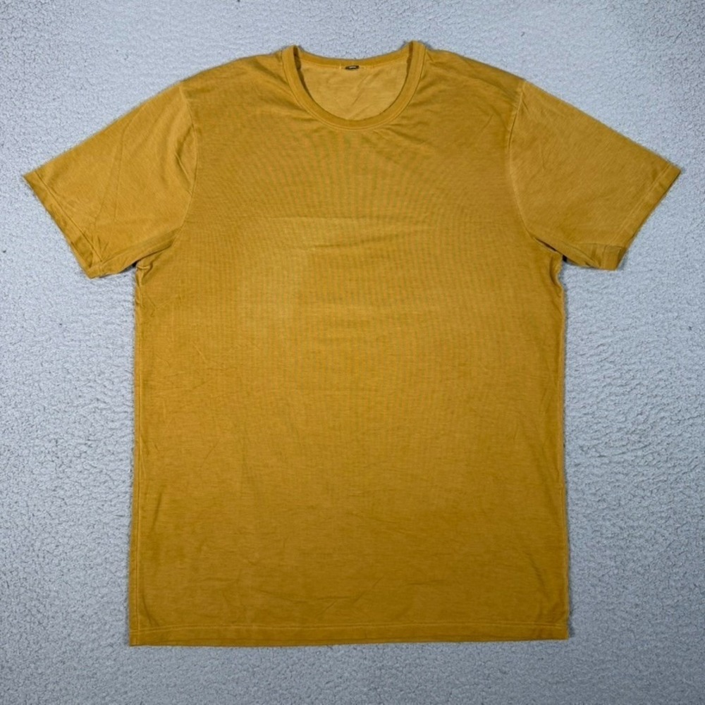 Lululemon Shirt Mens Medium Brown Fundamental Tee Preppy Stretch Logo Casualwear
